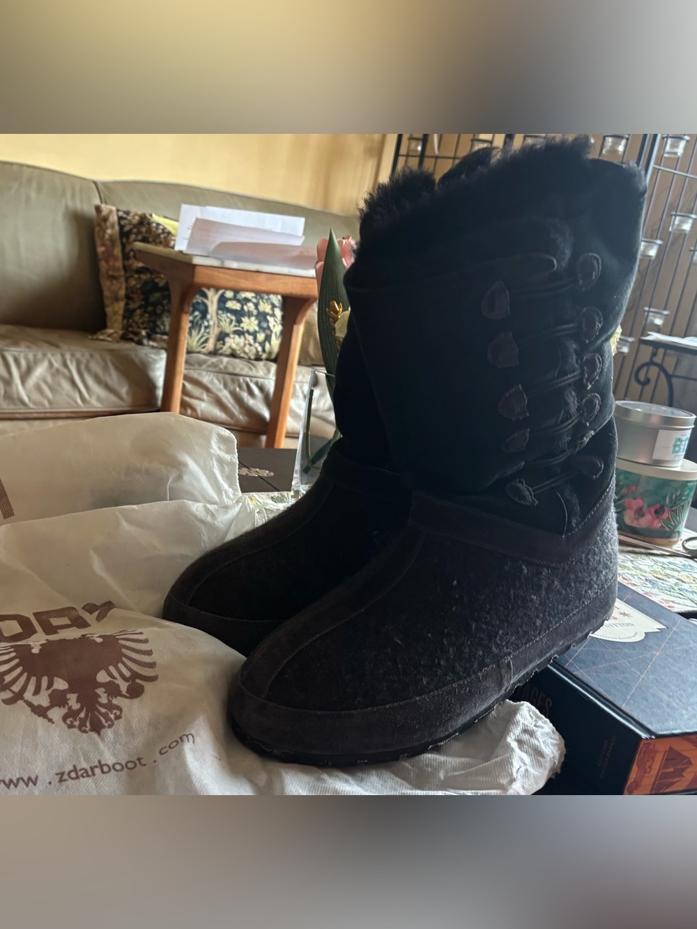 ZDAR Black wool Winter Boots with Fur Trim in EUC (EU 40~10W)